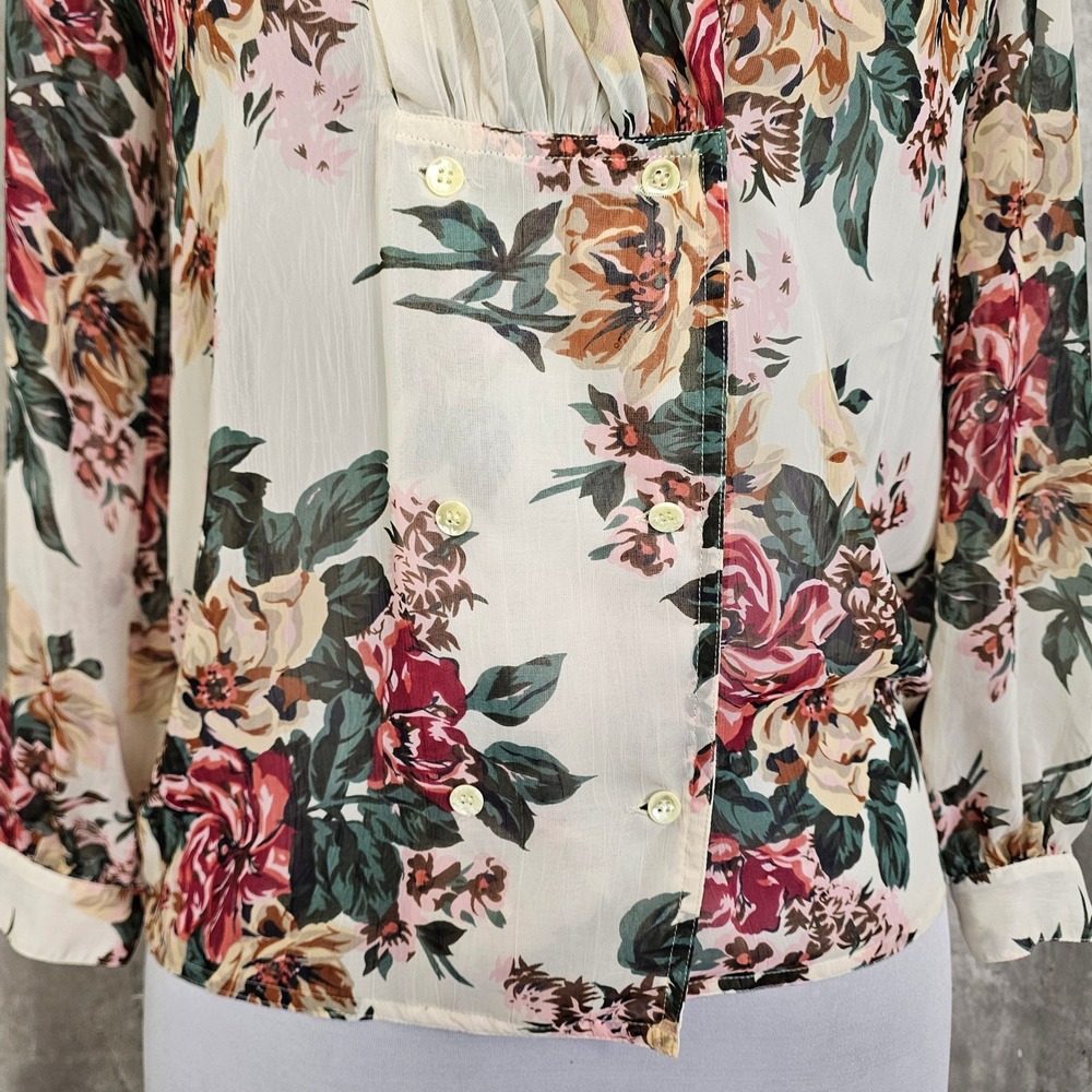 Vintage 90s Nilani Floral Sheer Blouse Romantic Cottagecore Korea Womens M - Picture 5 of 9